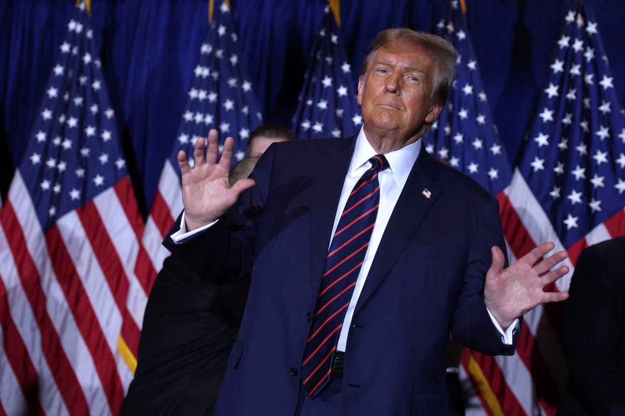 Donald Trump on the evening of the Republican primary in New Hampshire.  Reuters photo