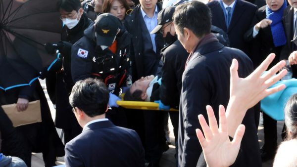 South Korean opposition leader was stabbed in the neck during a working visit  outside