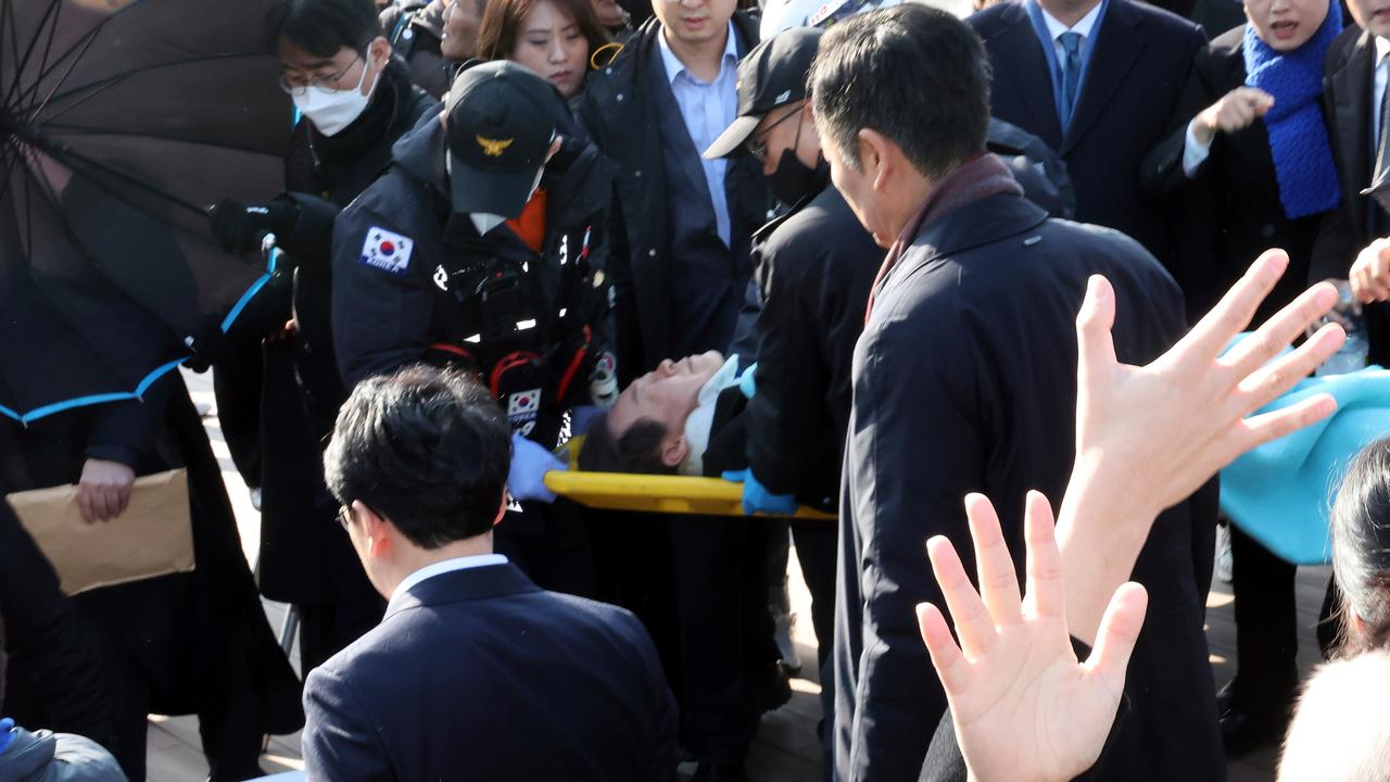 South Korean opposition leader was stabbed in the neck during a working visit  outside