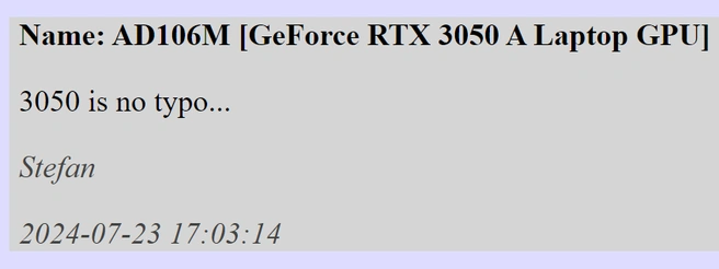 RTX 3050A AD106 GPU