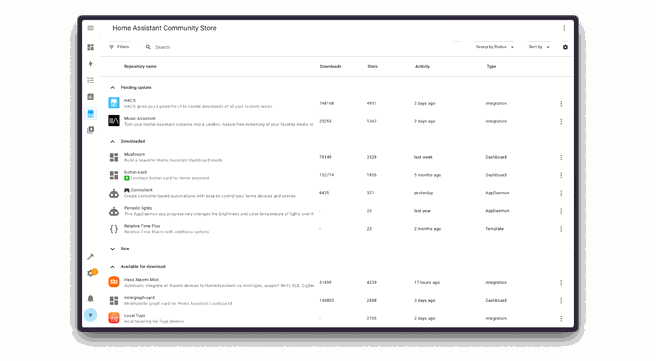 New HACS Dashboard